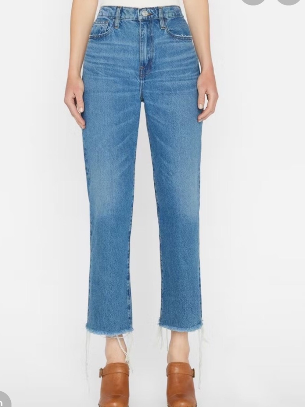 Frame Denim Le Jane Crop in Medium Blue- Caramia